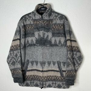 ALPACA Full Zip Mens Jacket 100% Alpaca Wool Aztec Colecciones Tumi Size M Lined